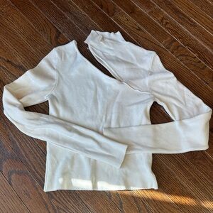 Forever 21 Cream Asymmetrical Blouse with Long Sleeves